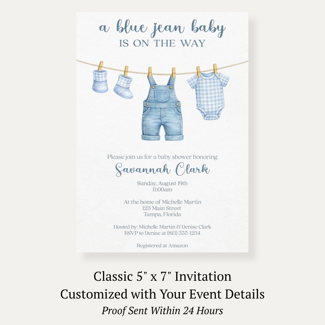 Bluejean Baby Baby Shower Invitation