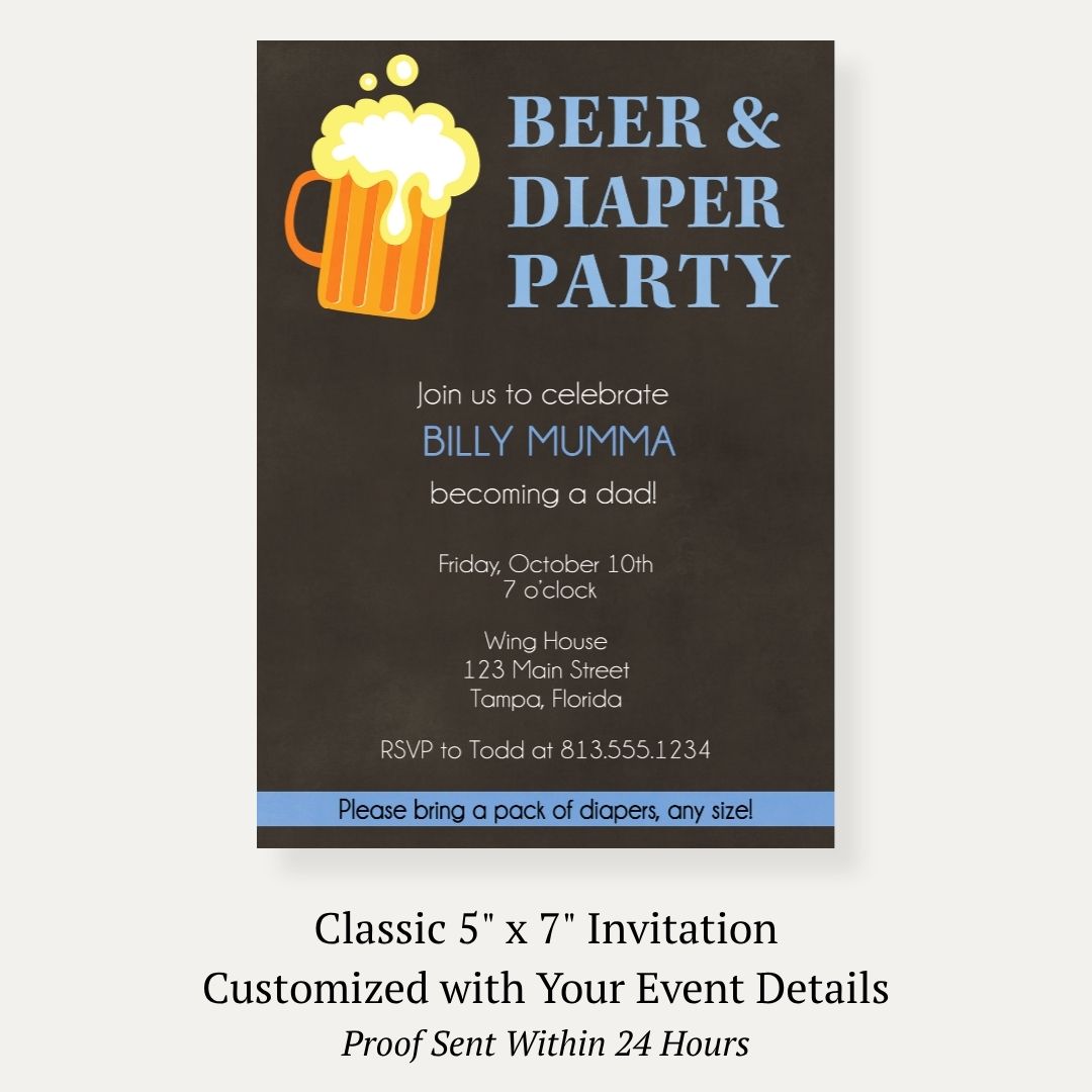 Beer and Diaper Baby Shower Invitation