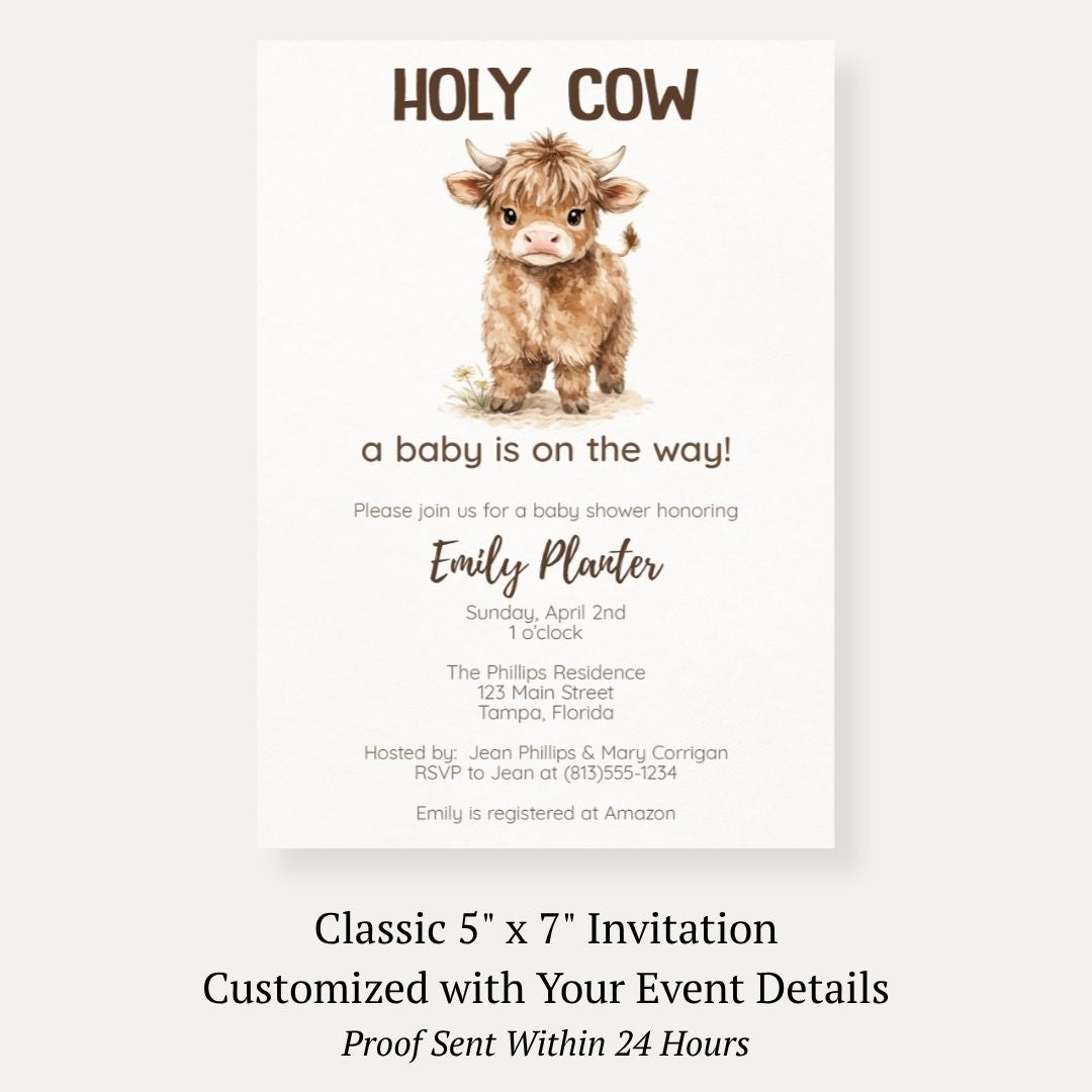 Highland Cow Baby Shower Invitation