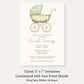 Vintage Sage & Ivory Carriage Baby Shower Invitation