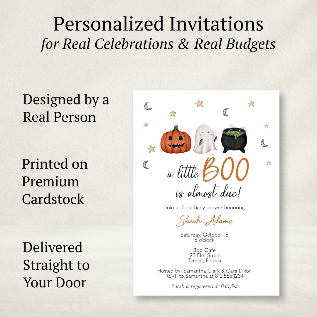 Little Boo Baby Shower Invitation (White Collection)