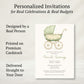 Vintage Sage & Ivory Carriage Baby Shower Invitation