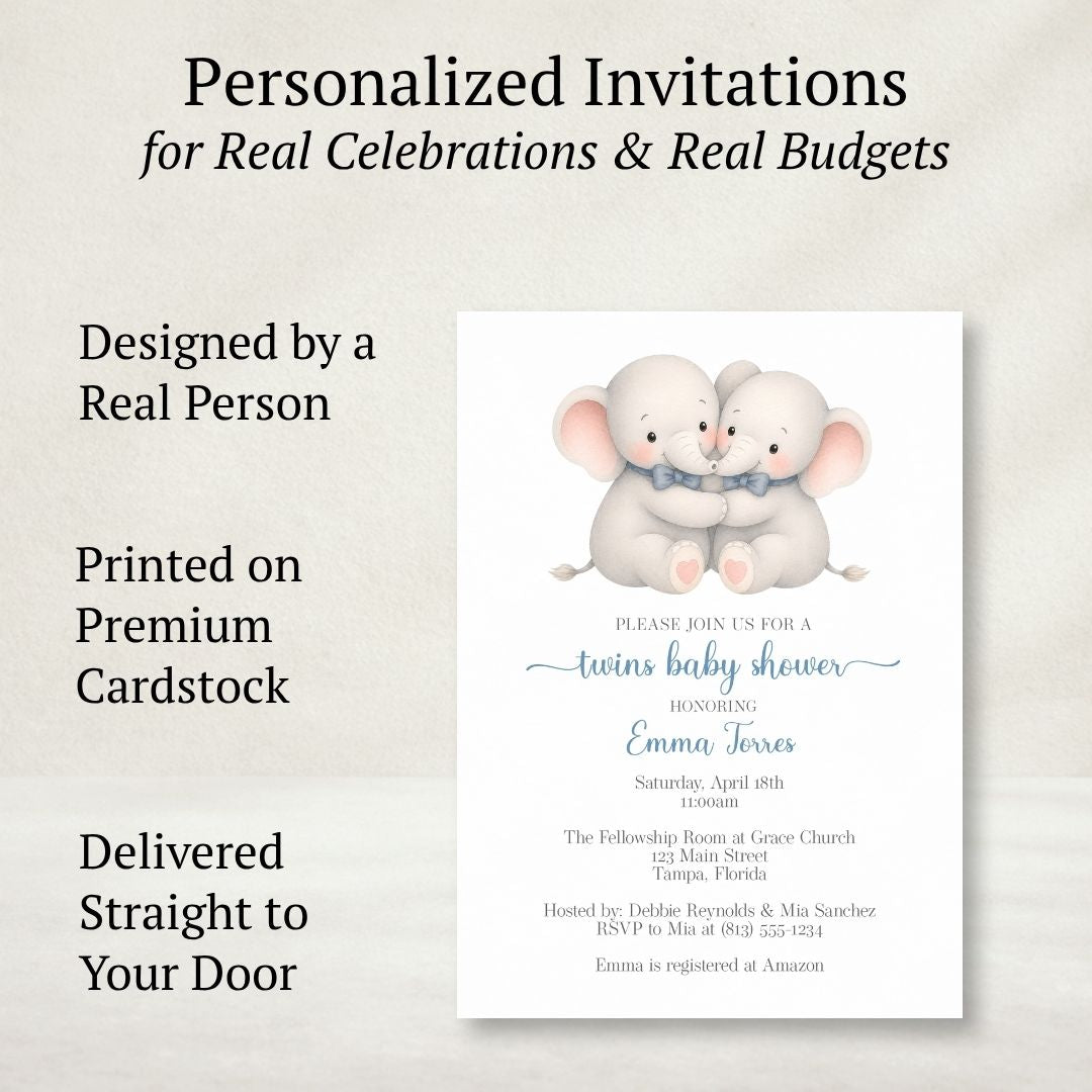 Little Peanut Twin Boy Baby Shower Invitation