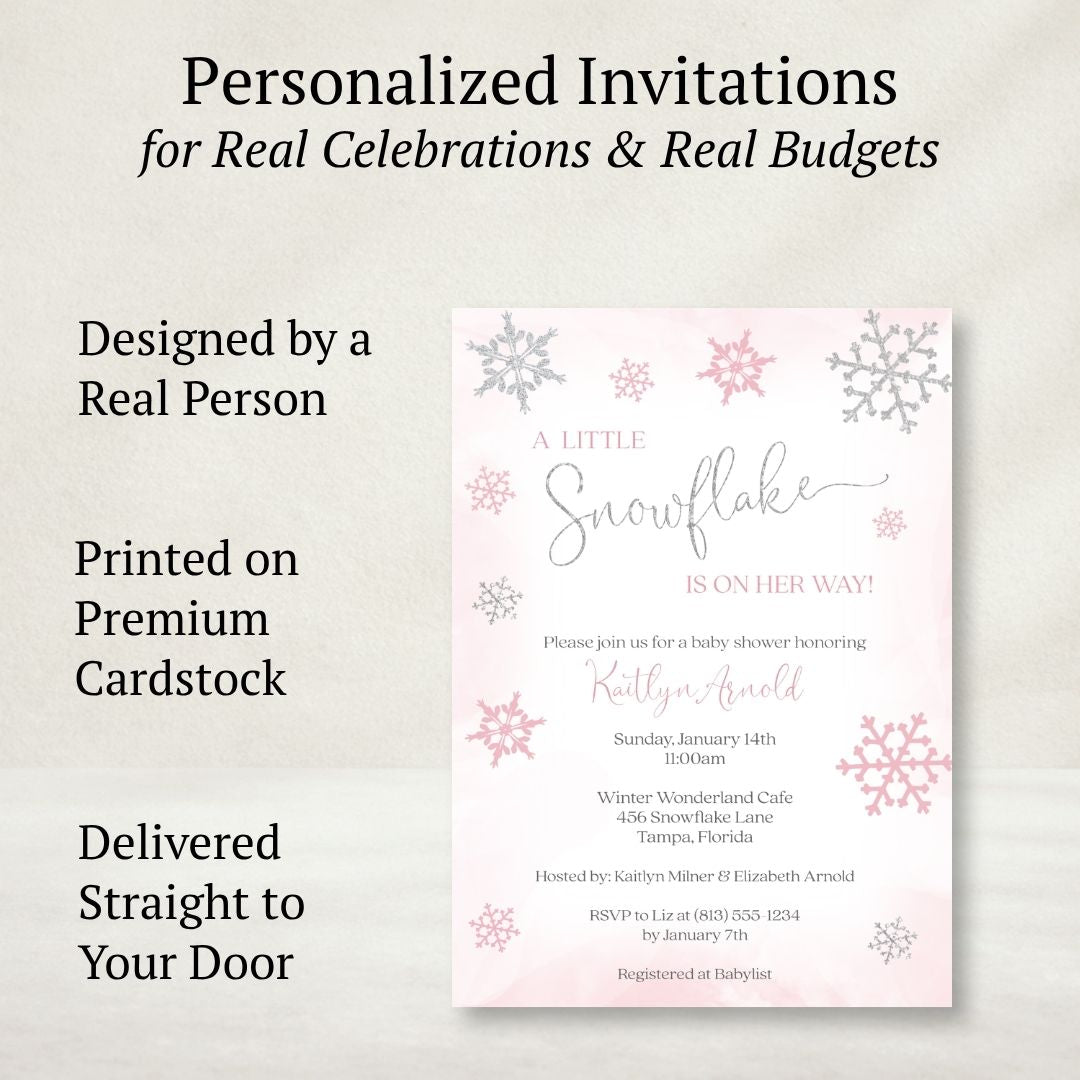 Little Snowflake Pink Baby Shower Invitation