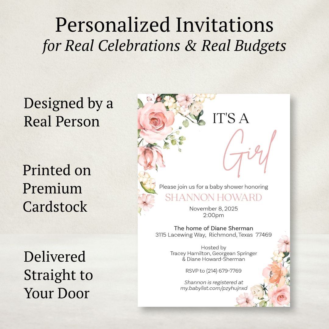 It's a Girl Floral Baby Shower Invitation