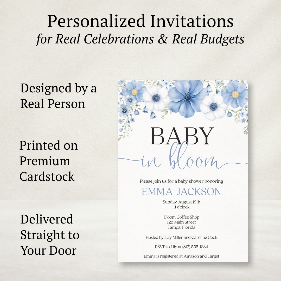 Baby in Bloom Boy Baby Shower Invitation