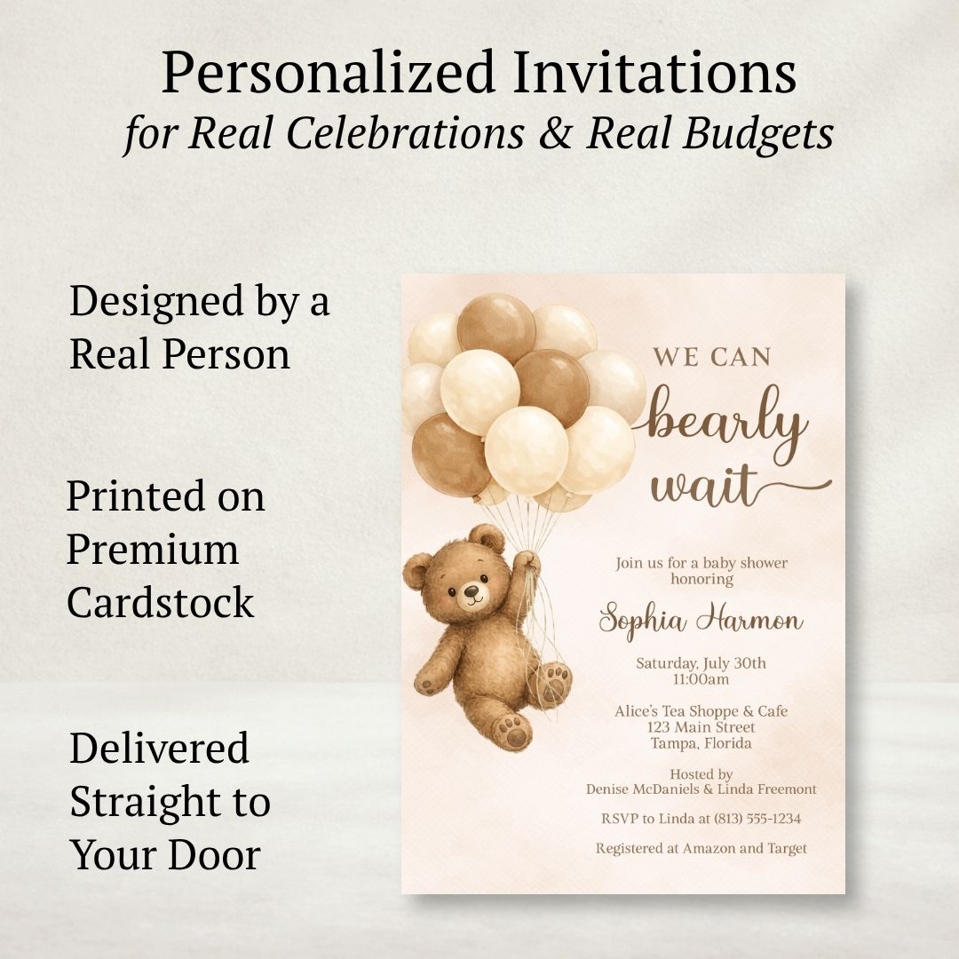 Bearly Wait Brown Baby Shower Invitation