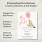Winnie the Pooh Pink Balloon Baby Shower Invitation