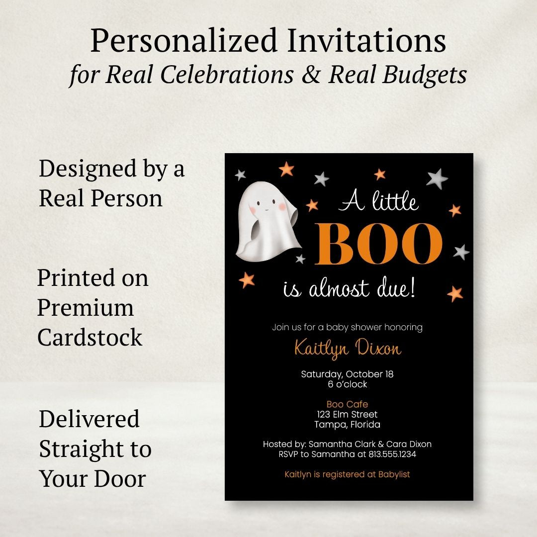 Little Boo Baby Shower Invitation (Black Collection)
