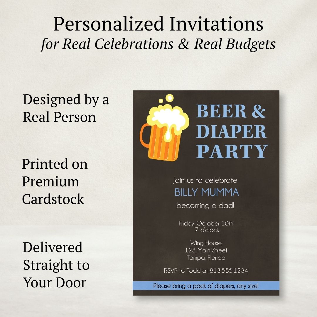 Beer and Diaper Baby Shower Invitation
