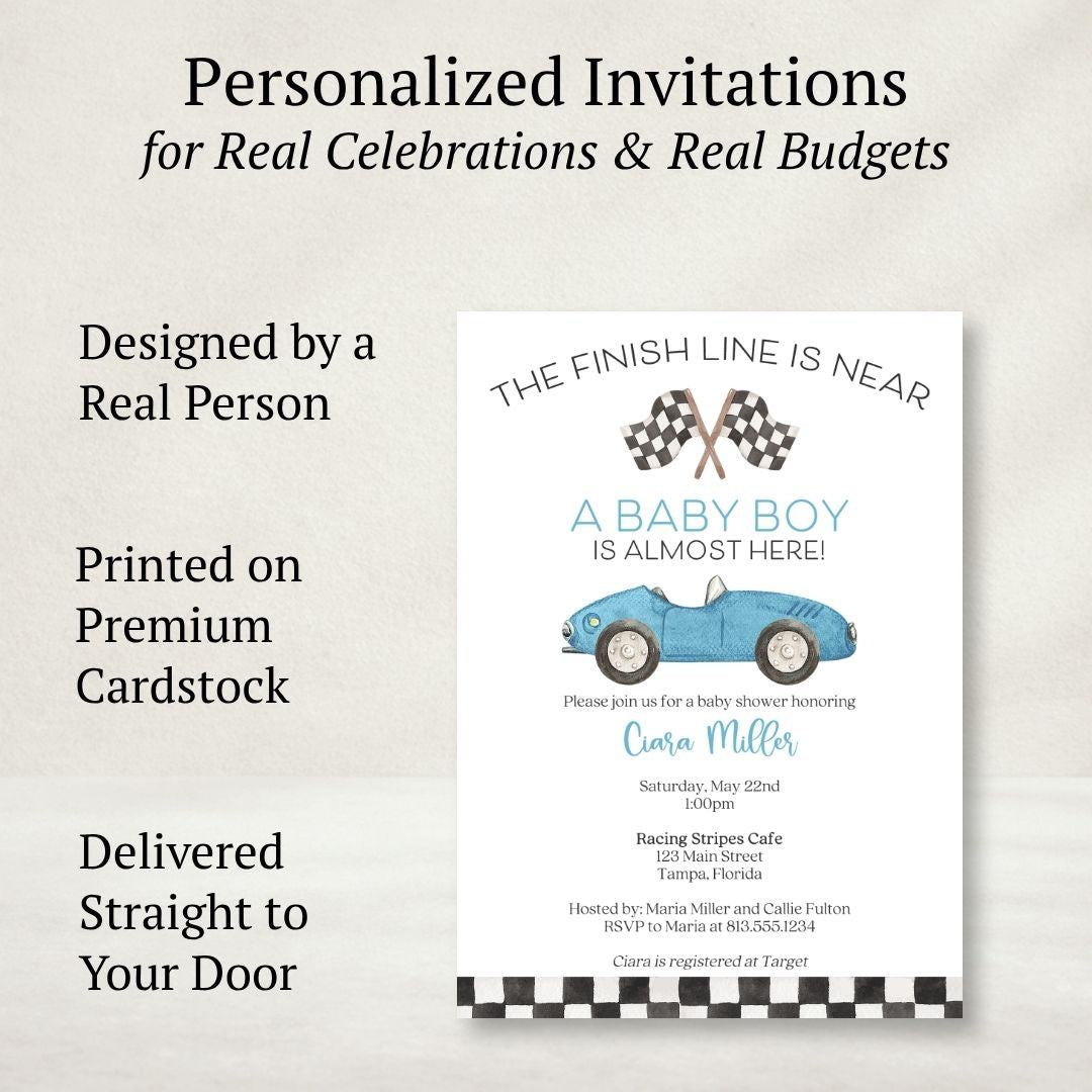 Race Car Baby Shower Invitation