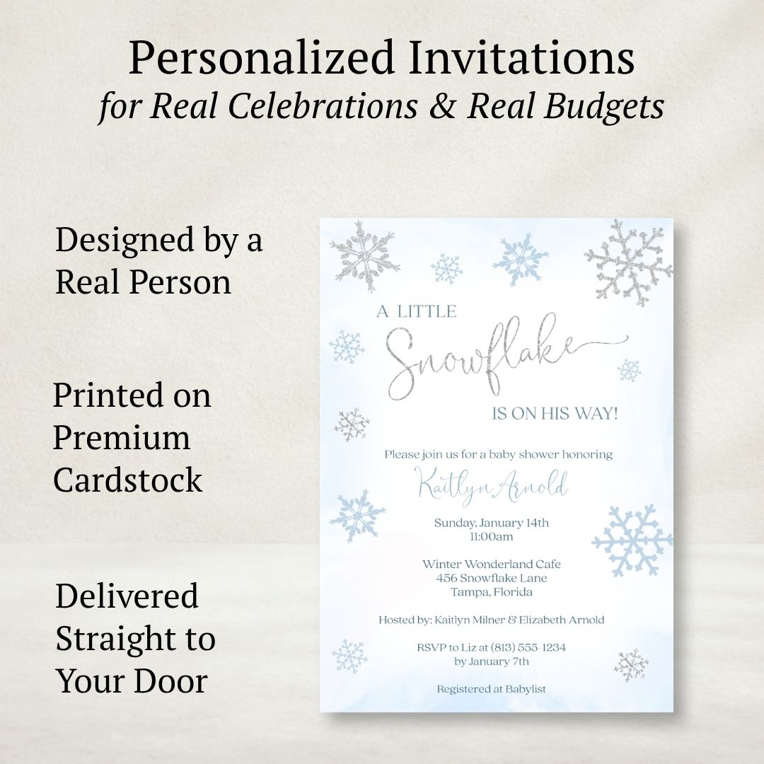 Little Snowflake Blue Baby Shower Invitation