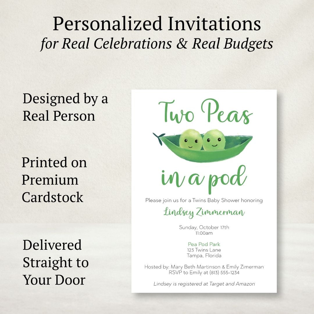 Peas in a Pod Baby Shower Invitation