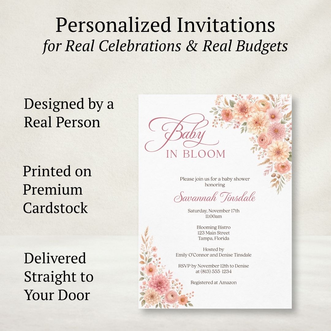 Autumn Baby in Bloom Baby Shower Invitation
