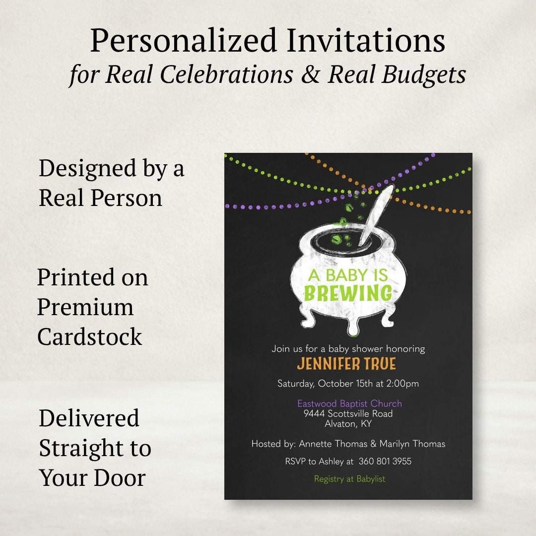 Baby Brewing Cauldron Baby Shower Invitation
