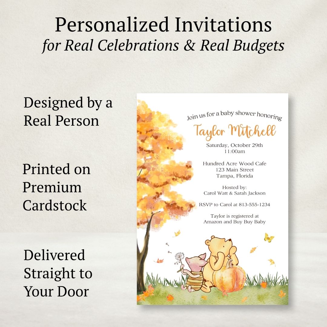 Autumn Winnie Baby Shower Invitation