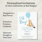 Winnie the Pooh Blue Balloon Baby Shower Invitation