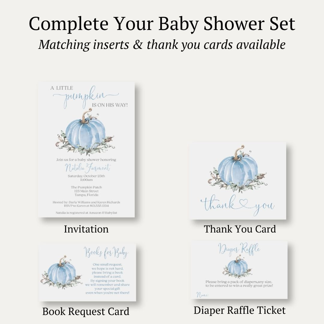 Painted Pumpkin Blue Baby Shower Invitation