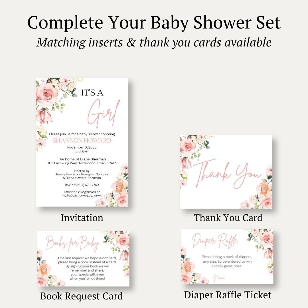 It's a Girl Floral Baby Shower Invitation