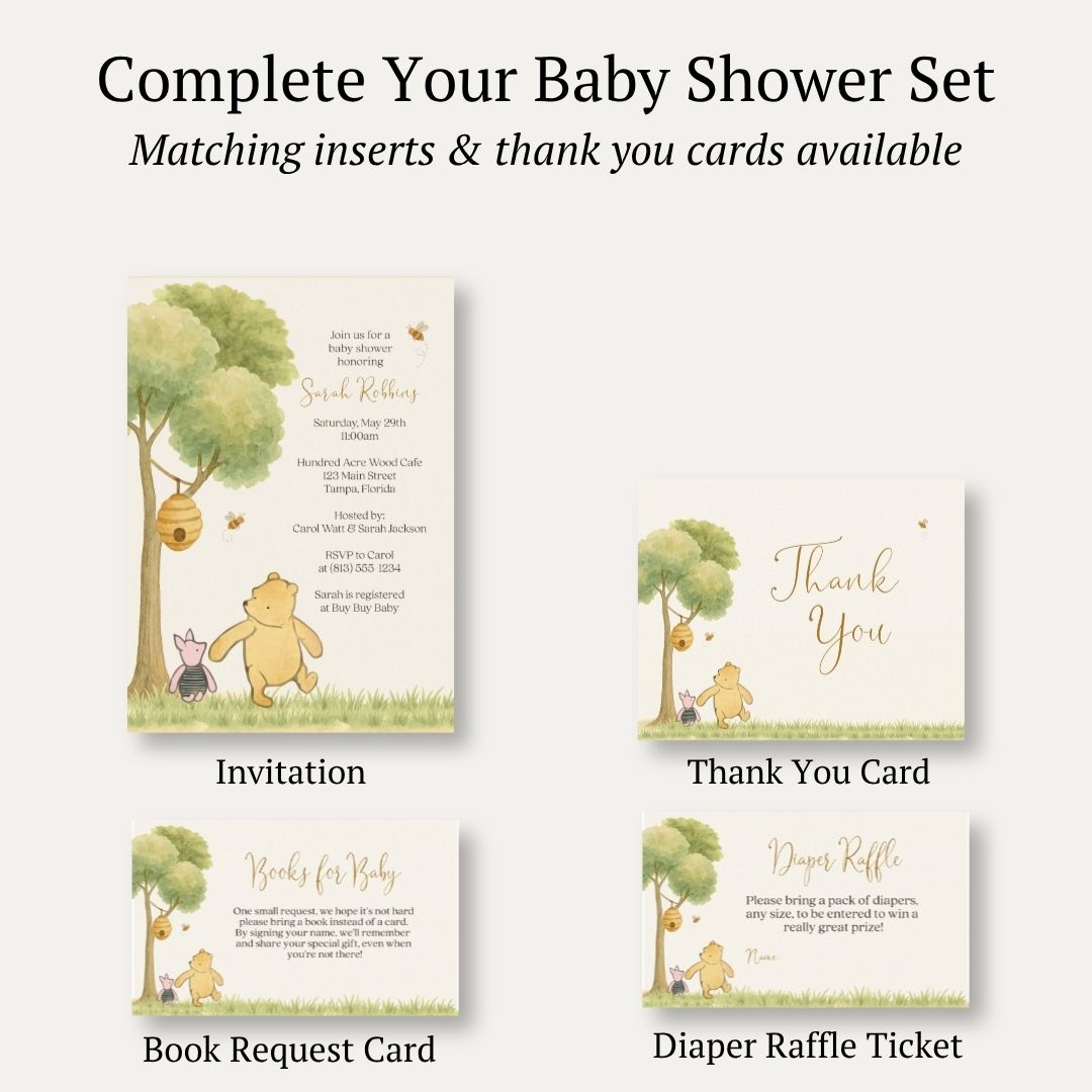 Winnie the Pooh Classic Baby Shower Invitation