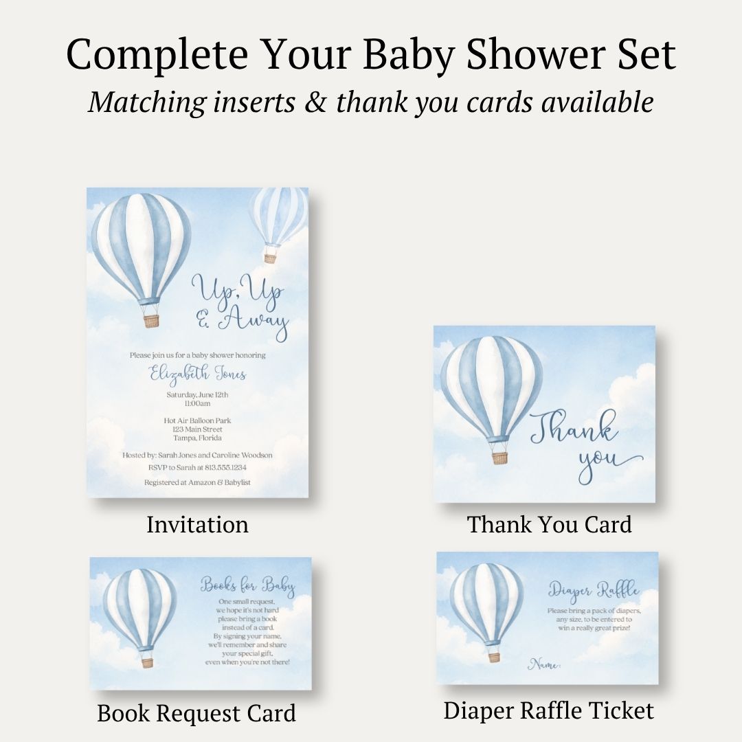 Hot Air Balloon Baby Shower Invitation