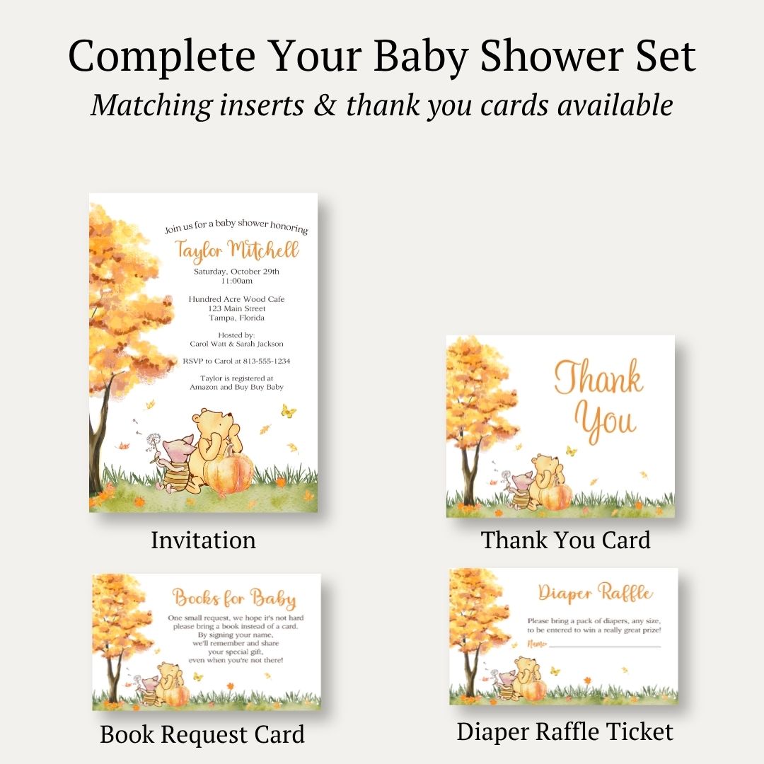 Autumn Winnie Baby Shower Invitation