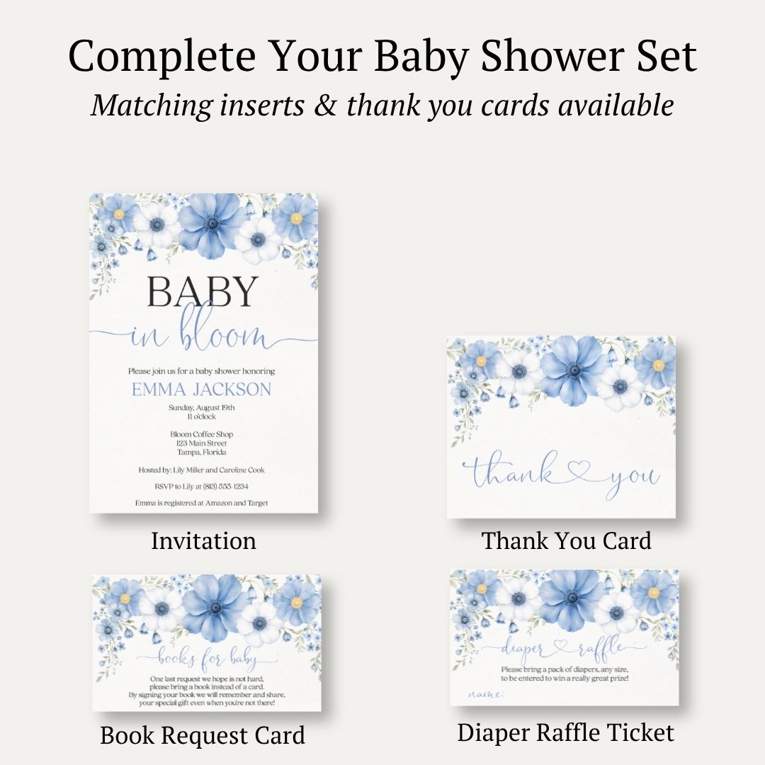 Baby in Bloom Boy Baby Shower Invitation