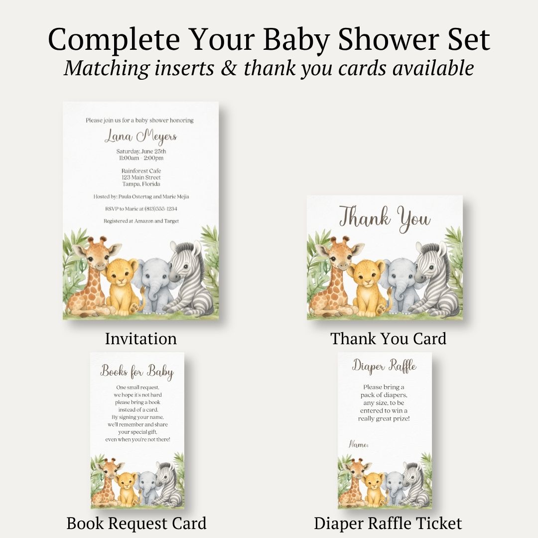 Jungle Safari Baby Shower Invitation