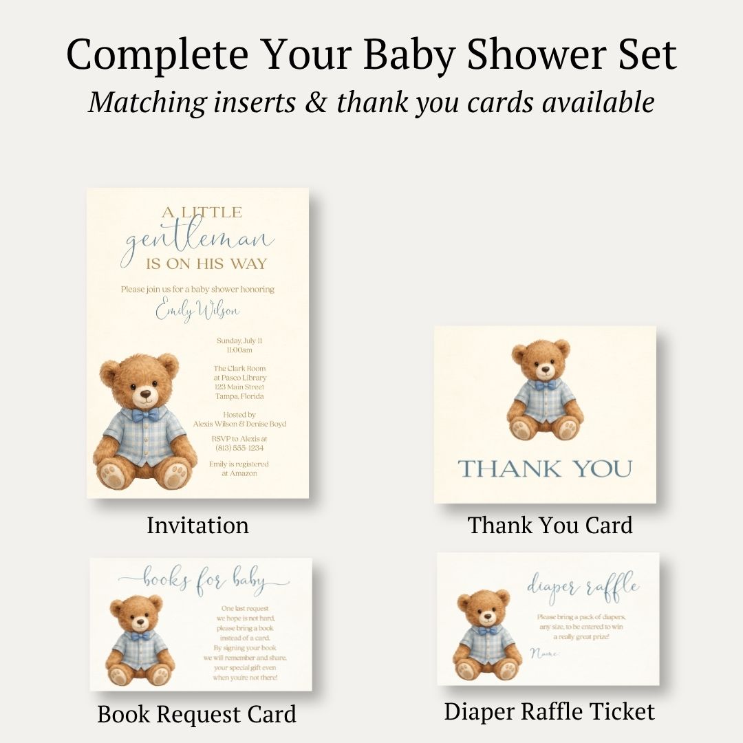 A Little Gentleman Baby Shower Invitation