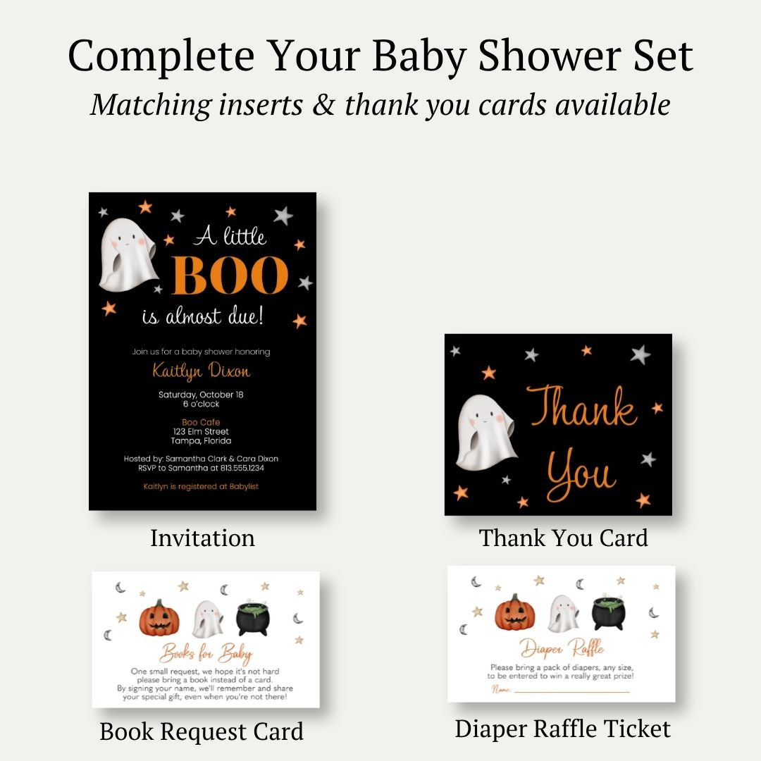 Little Boo Baby Shower Invitation (Black Collection)