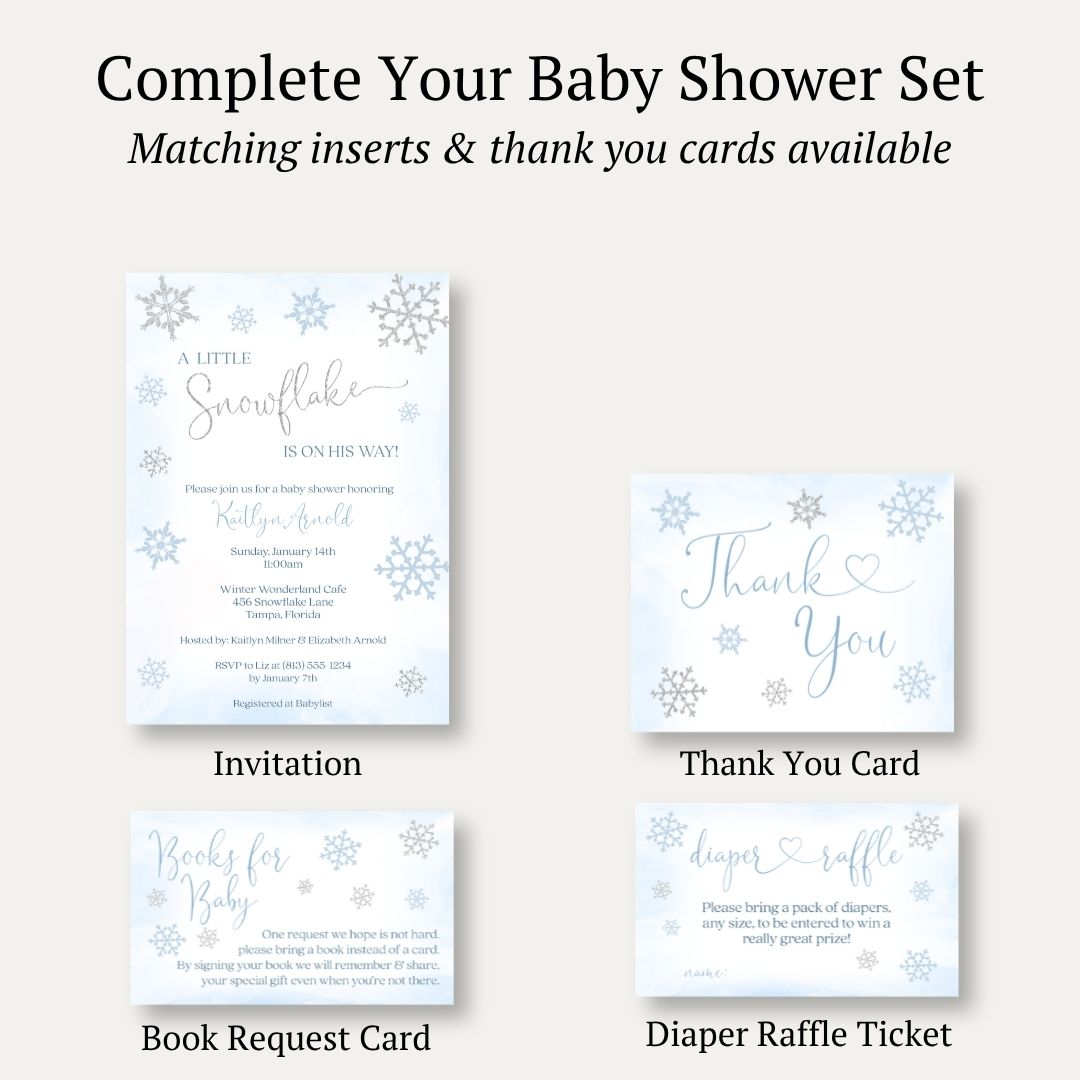 Little Snowflake Blue Baby Shower Invitation