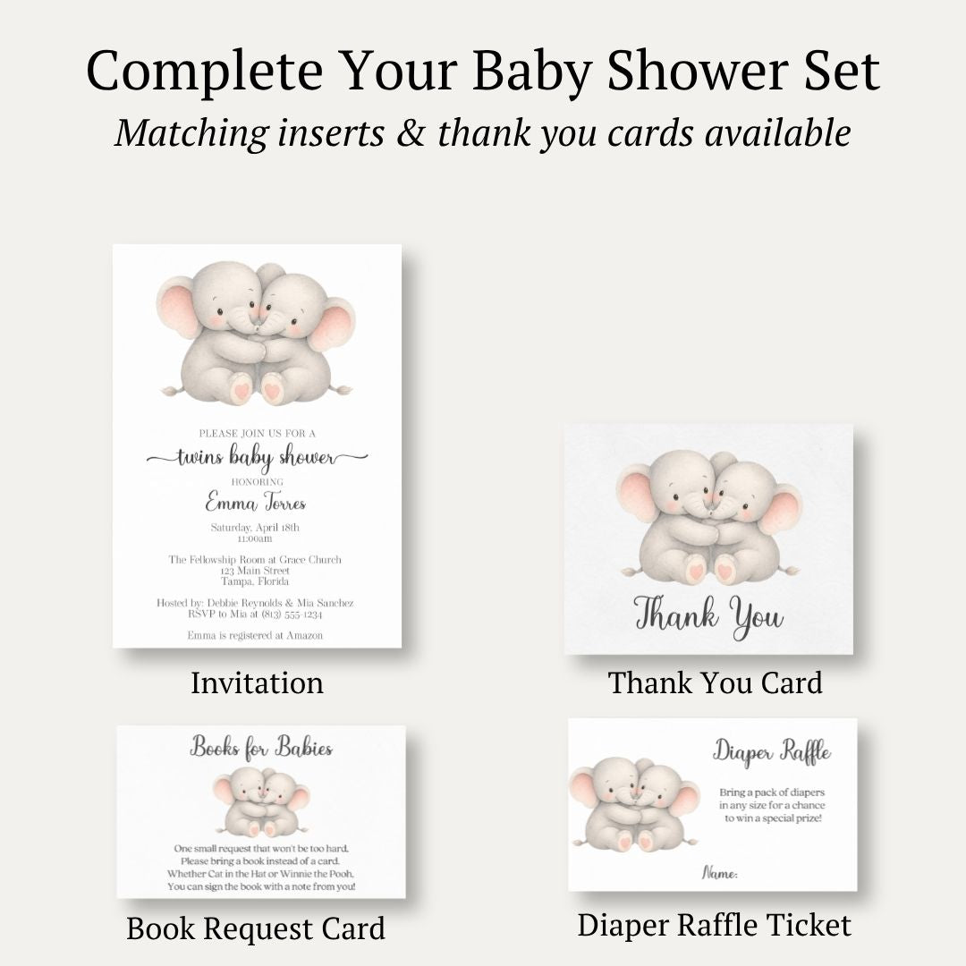 Little Peanut Twin Neutral Baby Shower Invitation