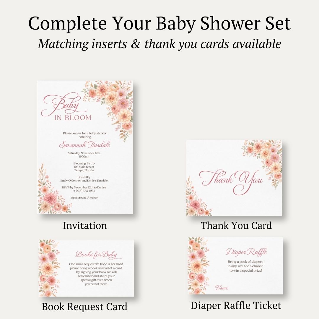 Autumn Baby in Bloom Baby Shower Invitation