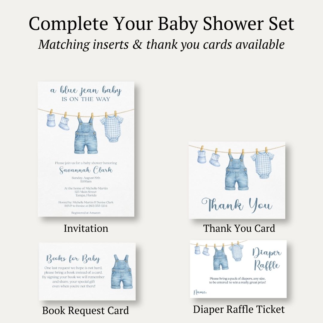 Bluejean Baby Baby Shower Invitation