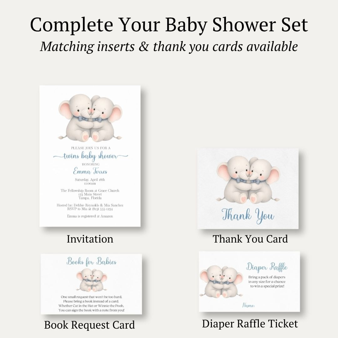 Little Peanut Twin Boy Baby Shower Invitation