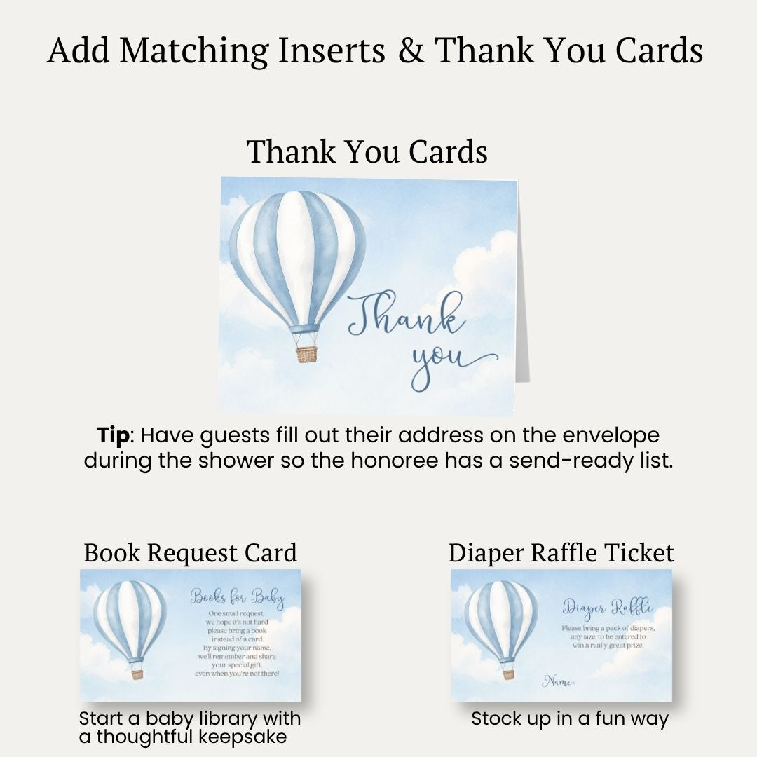 Hot Air Balloon Baby Shower Invitation