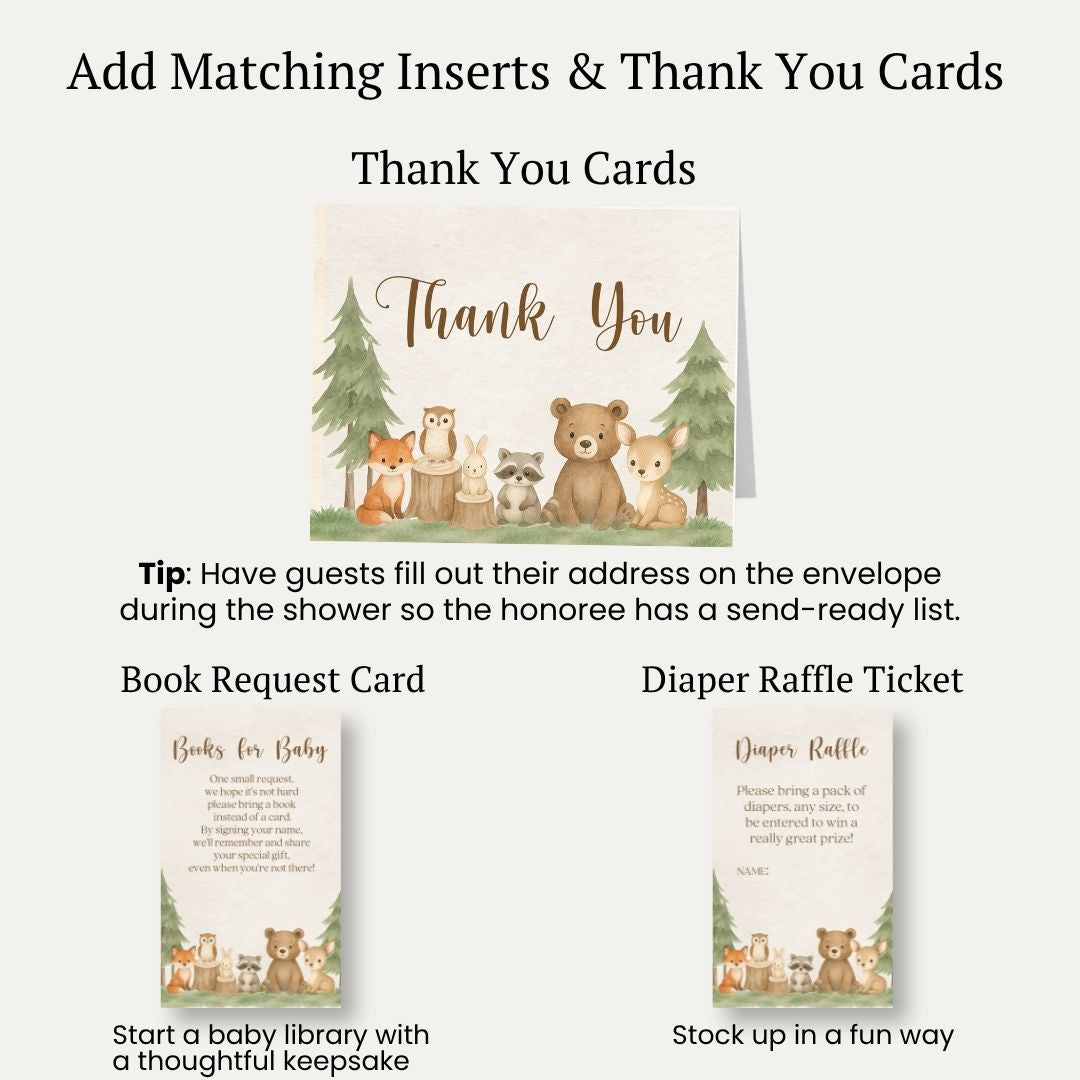 Woodland Animals Baby Shower Invitation