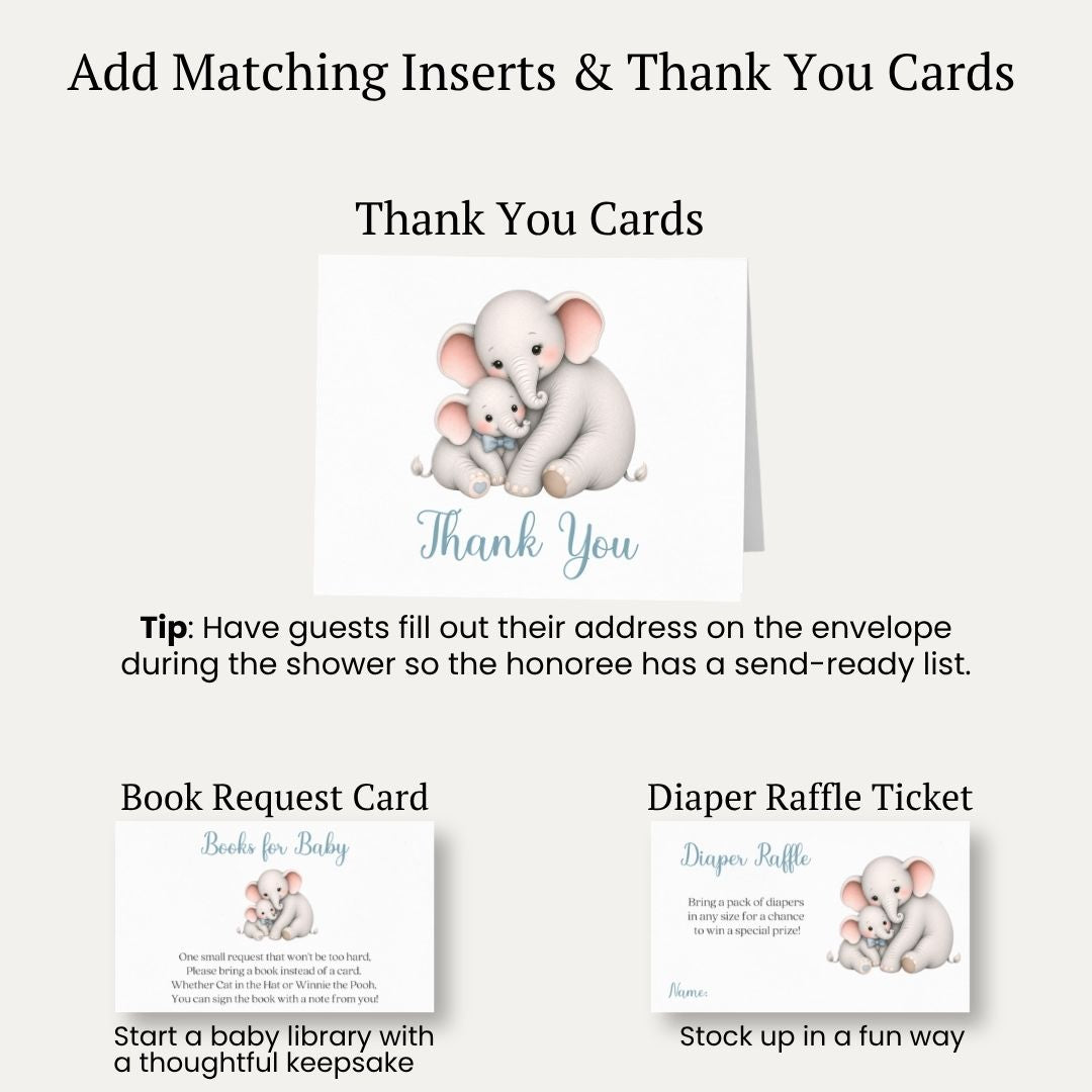 Little Peanut Boy Elephant Baby Shower Invitation