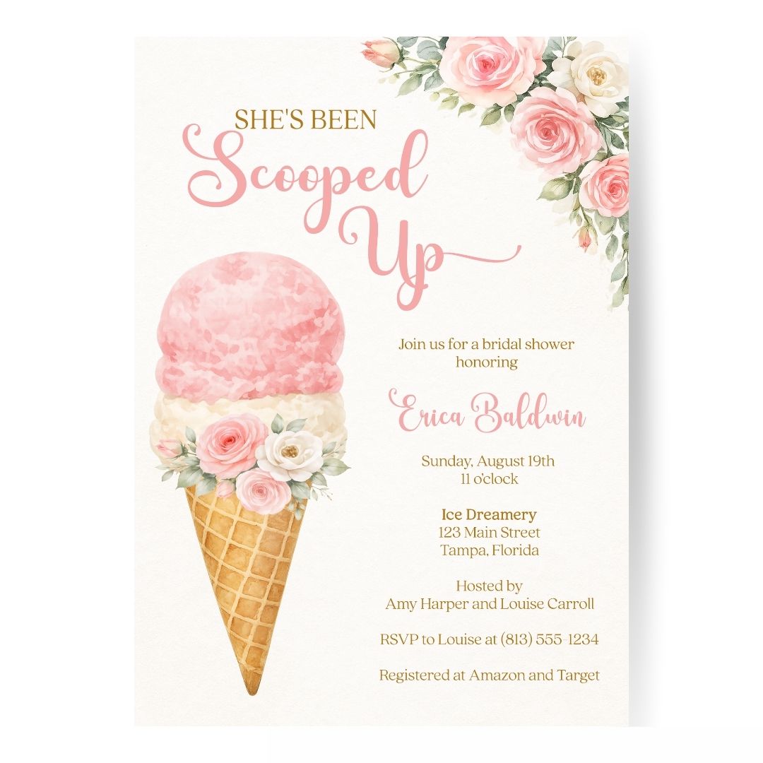 She's Been Scooped Up Bridal Shower Invitation