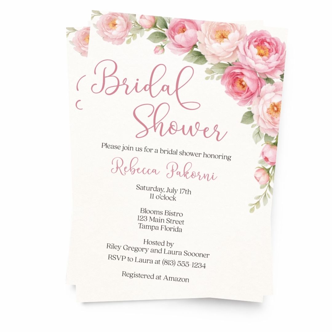 Peonies In Bloom Bridal Shower Invitation