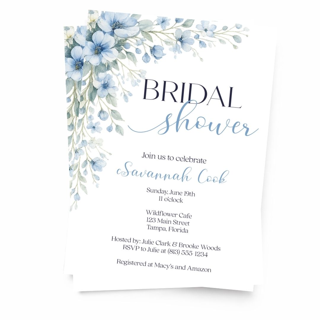 Blooming Corners Something Blue Before I Do Bridal Shower Invite