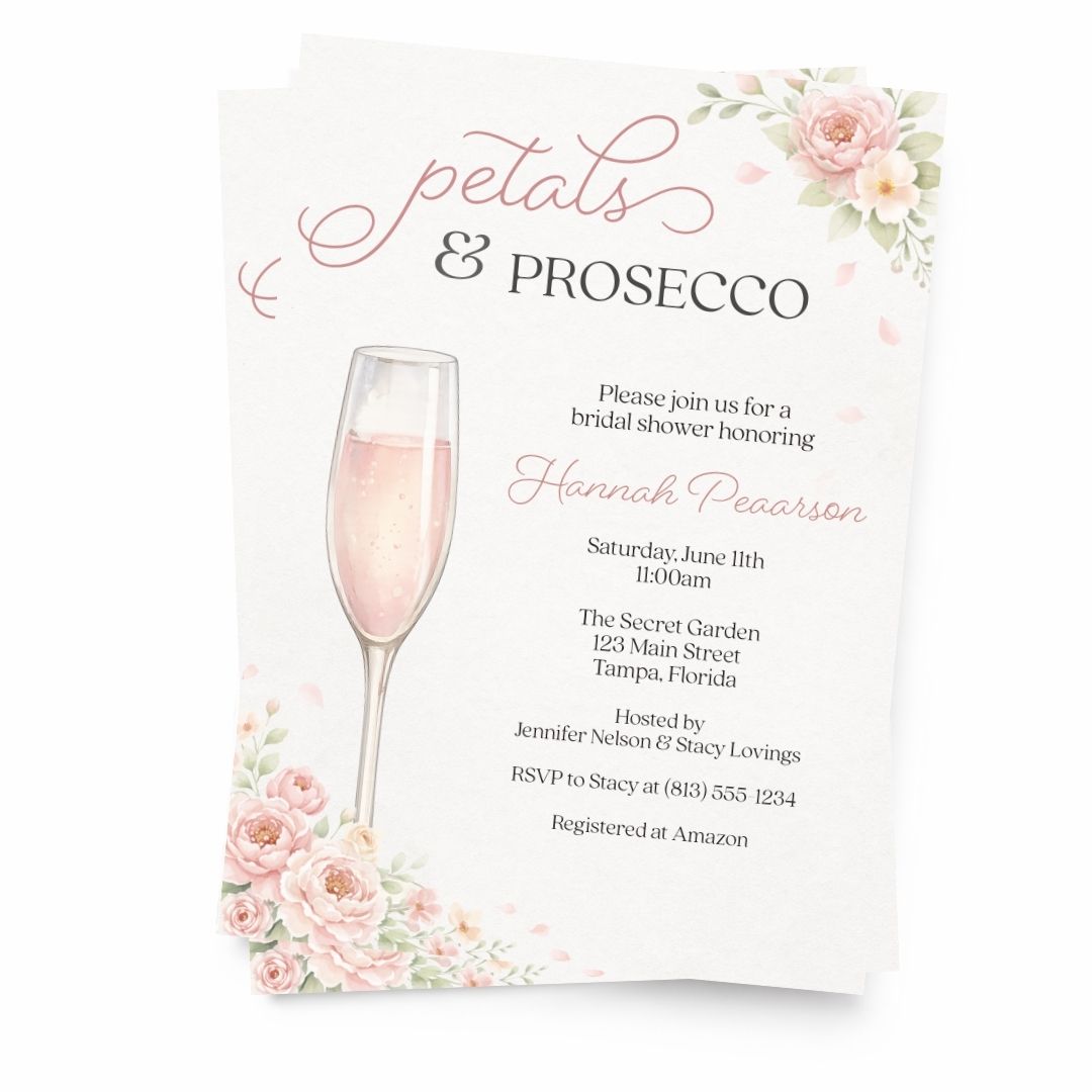 Petals & Prosecco Bridal, Bridal Shower Invitation