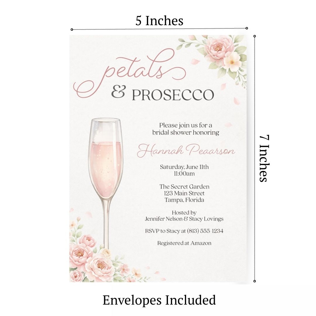 Petals & Prosecco Bridal, Bridal Shower Invitation