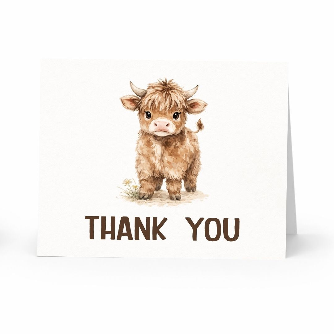 Highland Cow Thank You Cards