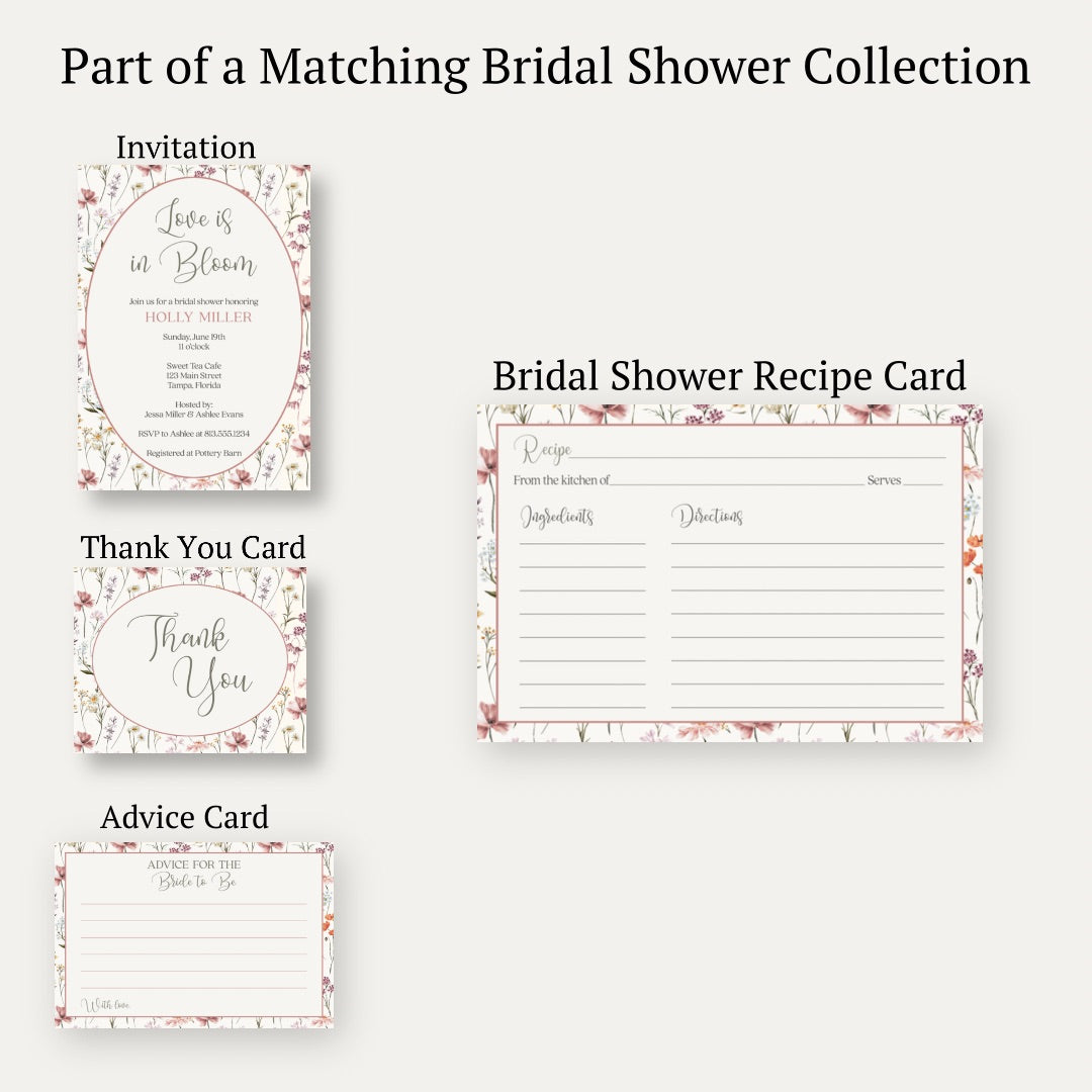 Vintage Love Is In Bloom Recipe Card