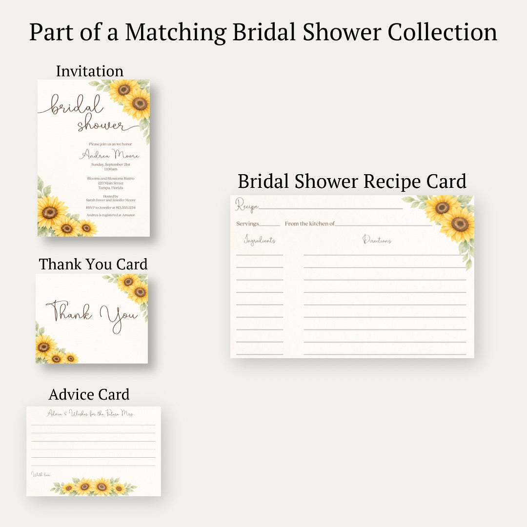 Sunflower Recipe Card