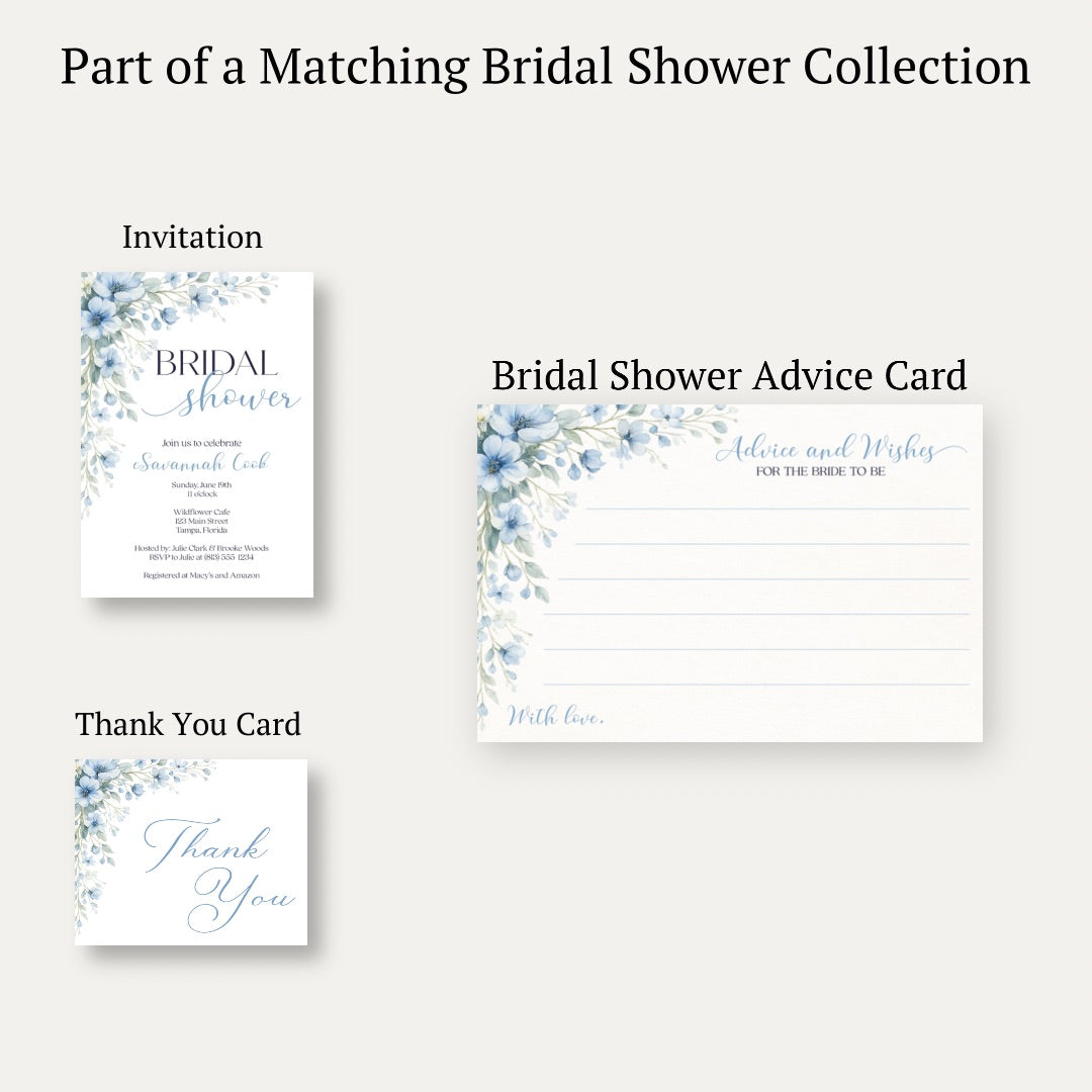 Blooming Corners Something Blue Advice Card
