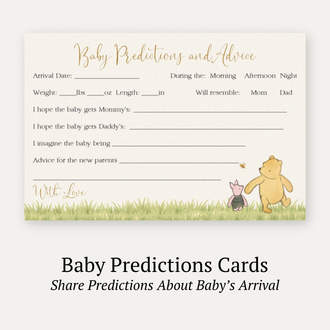 Winnie the Pooh Classic Baby Shower Predictions and Advice Card