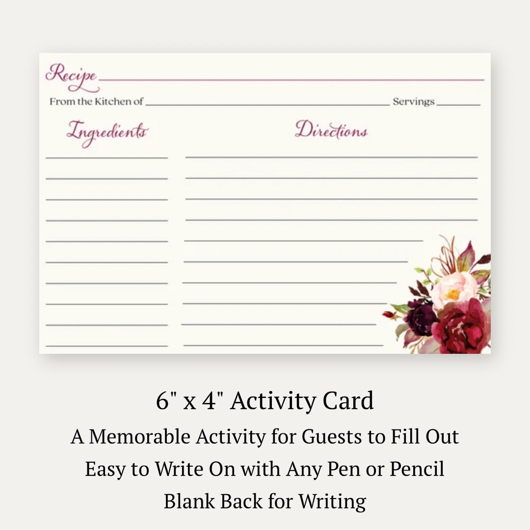 Burgundy Blooms Recipe Cards