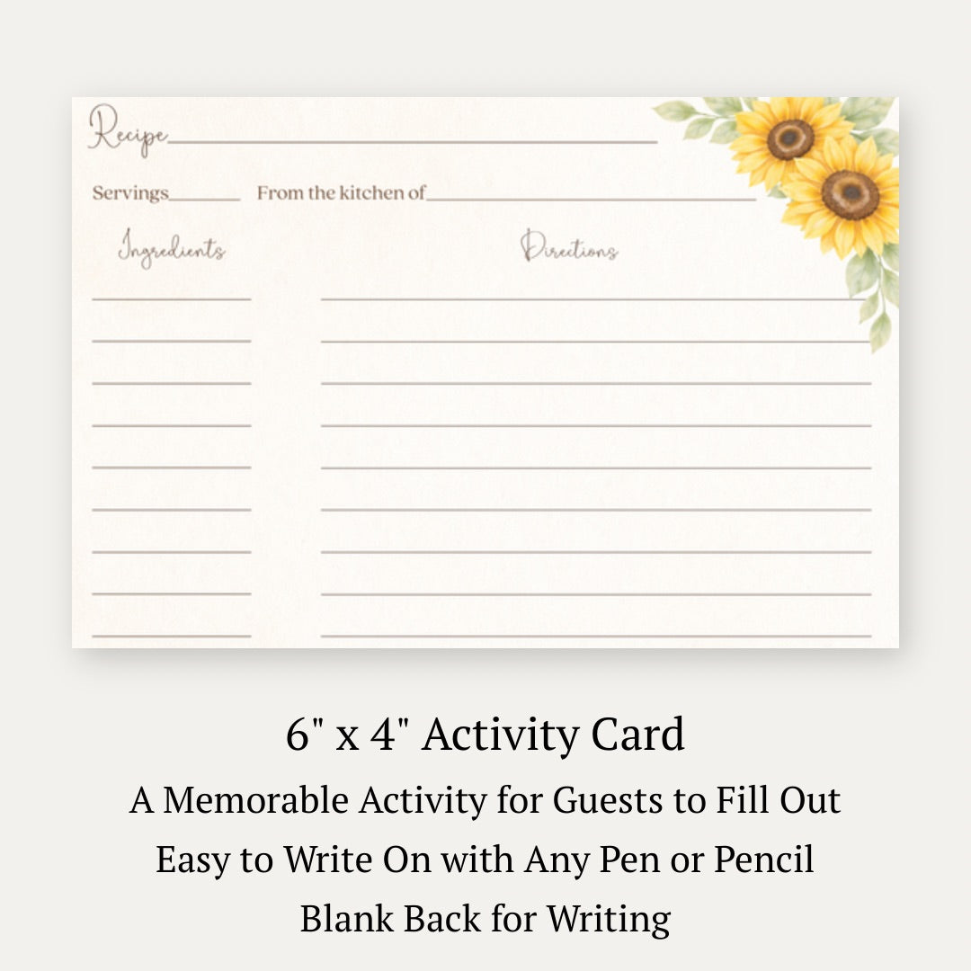 Sunflower Recipe Card